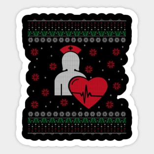 Nurse Ugly Christmas Sweater Gift Sticker